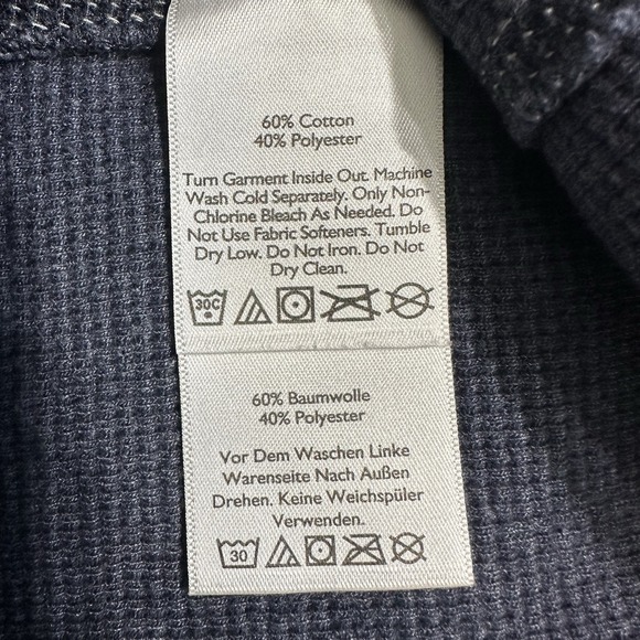 Eddie Bauer Mens Navy Blue Waffle Knit Thermal Long Sleeve Crewneck M - Picture 4 of 13